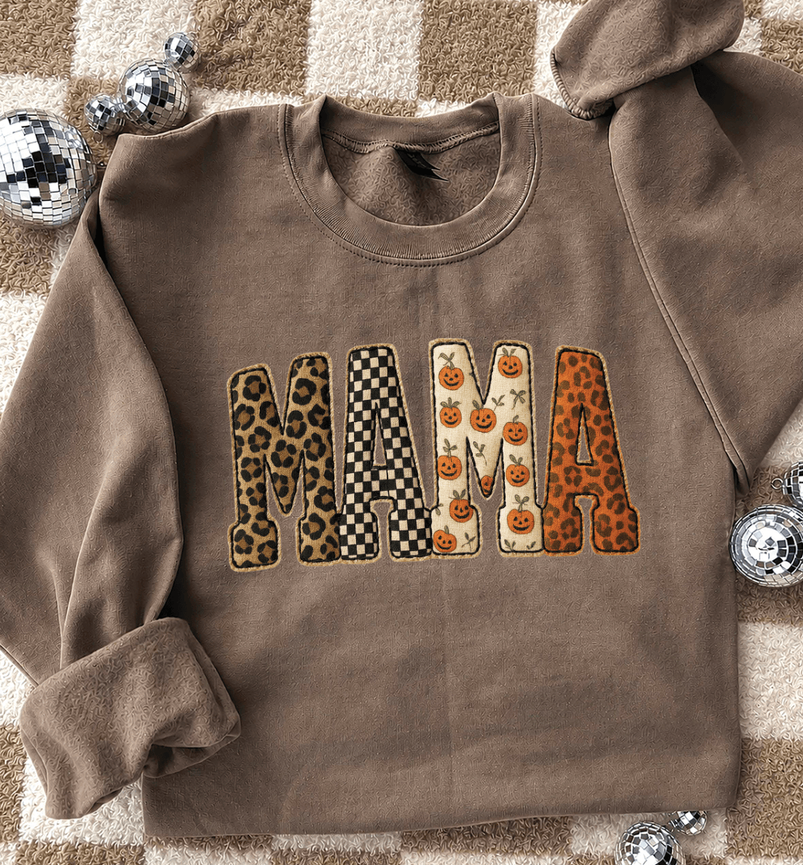 Mama’s Spooky Season Patchwork Graphic Sweatshirt