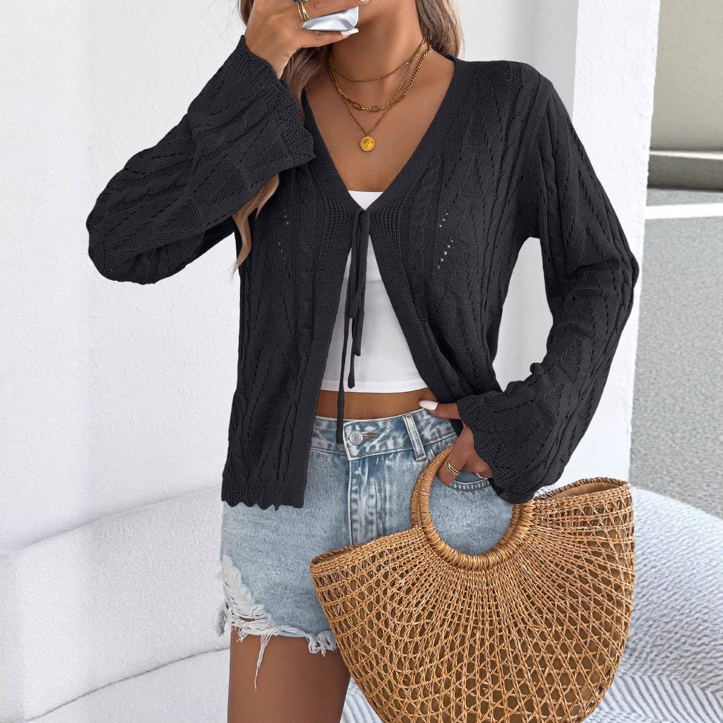 Sunset Stroll Bell Sleeve Knit Cardigan