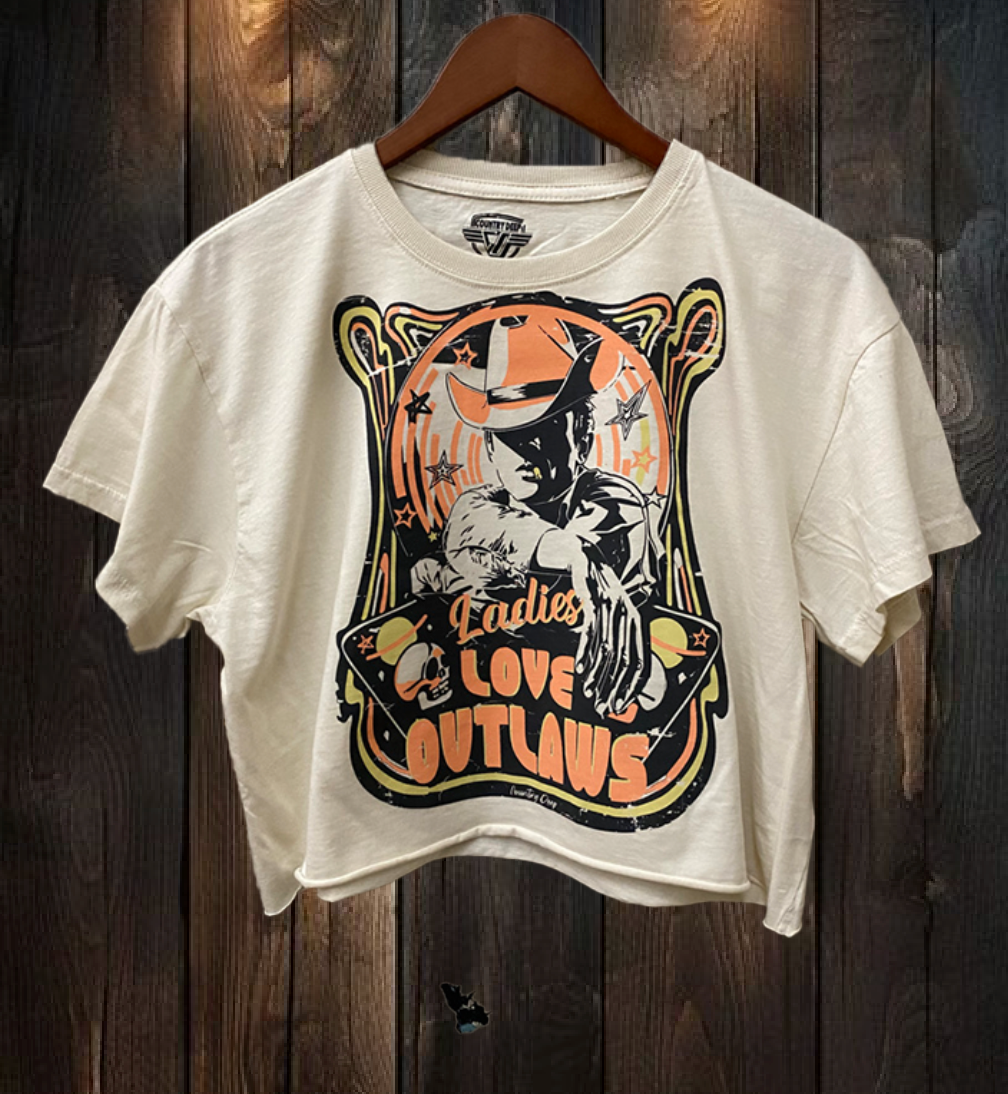 Outlaw Muse Vintage Crop Tee – Ladies Love Outlaws Graphic Top