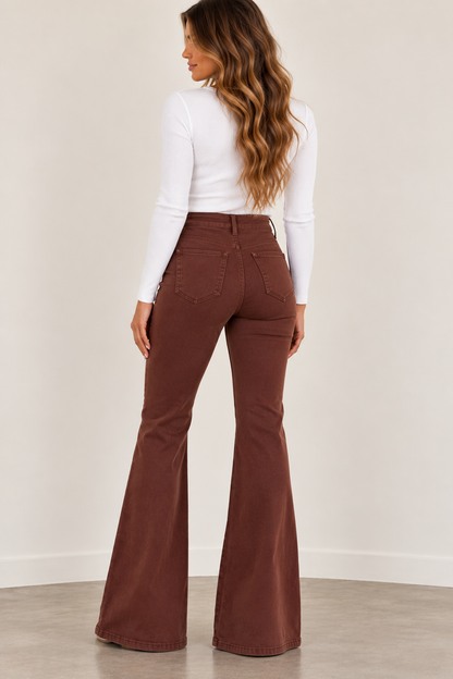 Saddle Up Sweetheart Judy Blue Lace-Up Flare Jeans – Mocha