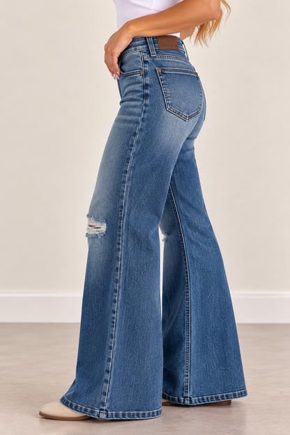 Wild Side Judy Blue High-Rise Retro Wide Leg Jeans – Classic Stone