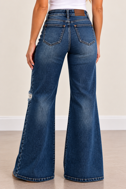 Wild Side Judy Blue High-Rise Retro Wide Leg Jeans – Classic Stone