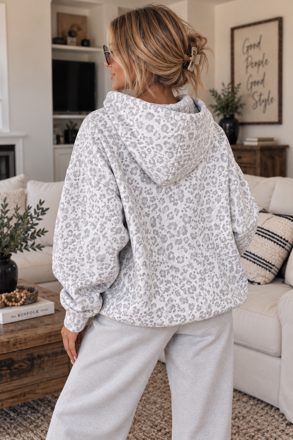 Pretty in Wild Leopard Oversized Pullover Hoodie – Pink & Gray