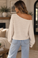 Barely There Off-the-Shoulder Textured Sweater – Khaki & Black