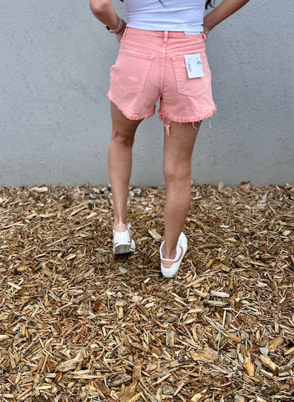 Daisy High Rise Side Slit Frayed Shorts