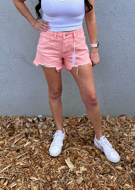 Daisy High Rise Side Slit Frayed Shorts