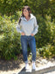 Emerald Zip Up Thumbhole Sleeve Sweatshirt