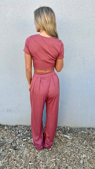 Hailey Wide Leg Lounge Set-Pants