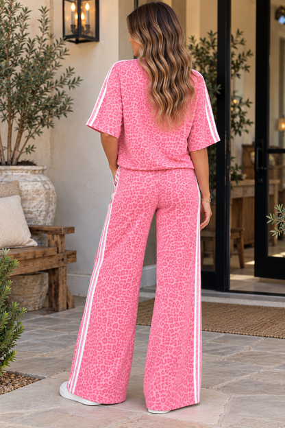 Pretty in Pink Leopard Side Stripe Lounge Top & Pants