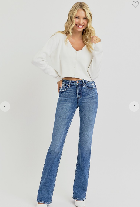 Risen Tummy Control High Rise Straight Jeans – Medium Wash