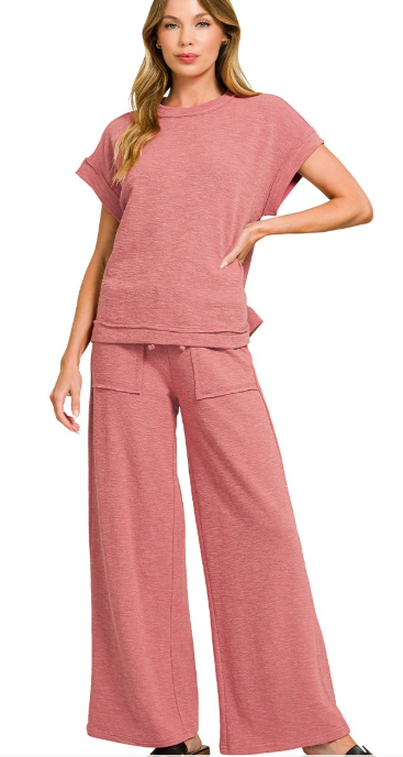 Slub Short Sleeve Tee & Long Pants Set