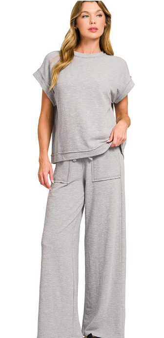 Slub Short Sleeve Tee & Long Pants Set
