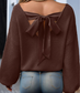 Hazel V Neck sweater with Satin Bow