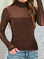 Sheer Half High Neck Long Sleeve Top