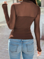 Sheer Half High Neck Long Sleeve Top
