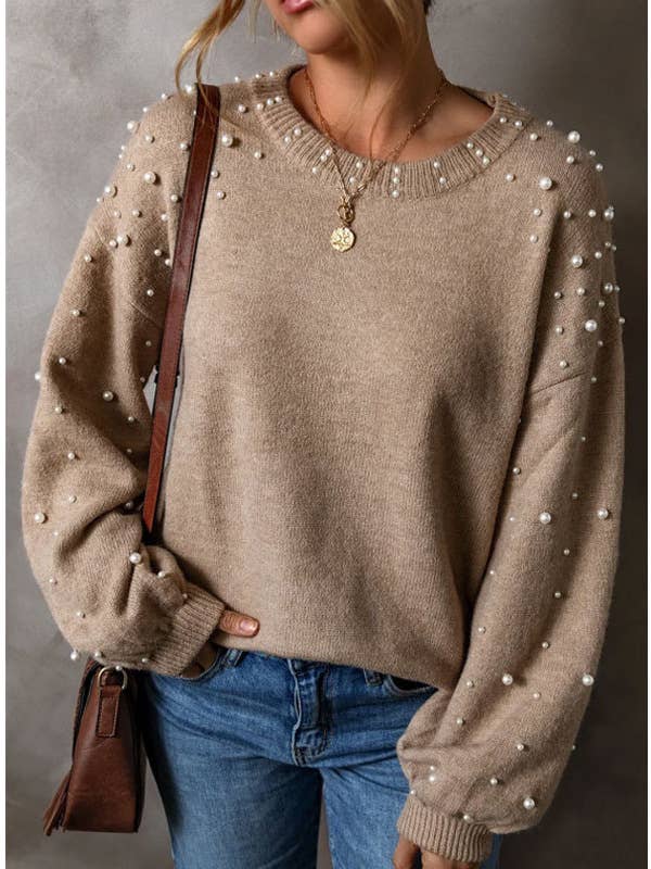 Pearl Embellished Knit Sweater