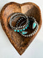 Turquoise and silver-tone western 4-piece stackable bracelet set with beaded, stone and rope-style details