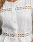 Boho Hollow-Out Ruffle Neck Blouse – Button Front Peplum Top