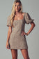 Square Neck Puff Sleeve Tweed Mini Dress