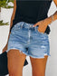 Distressed Denim Shorts with Frayed Hem – High Waisted Ripped Jean Shorts