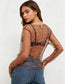 Pearl Rhinestone Sheer Mesh Top – Long Sleeve Studded See Through Blouse