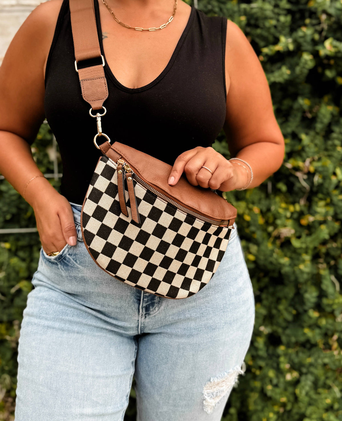 Check It Out Checkered Crossbody Bag & Wallet