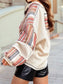Waffle Knit Patchwork Button-Up Henley – Rustic Stripe Mix