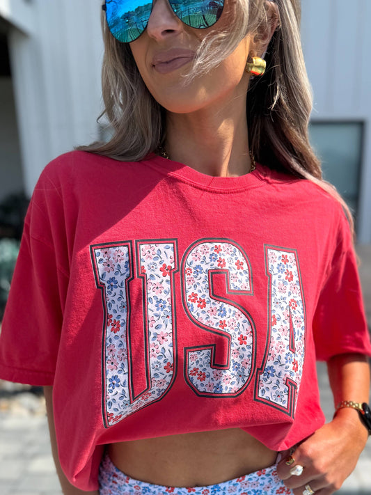 Sweet Liberty Floral USA Tee