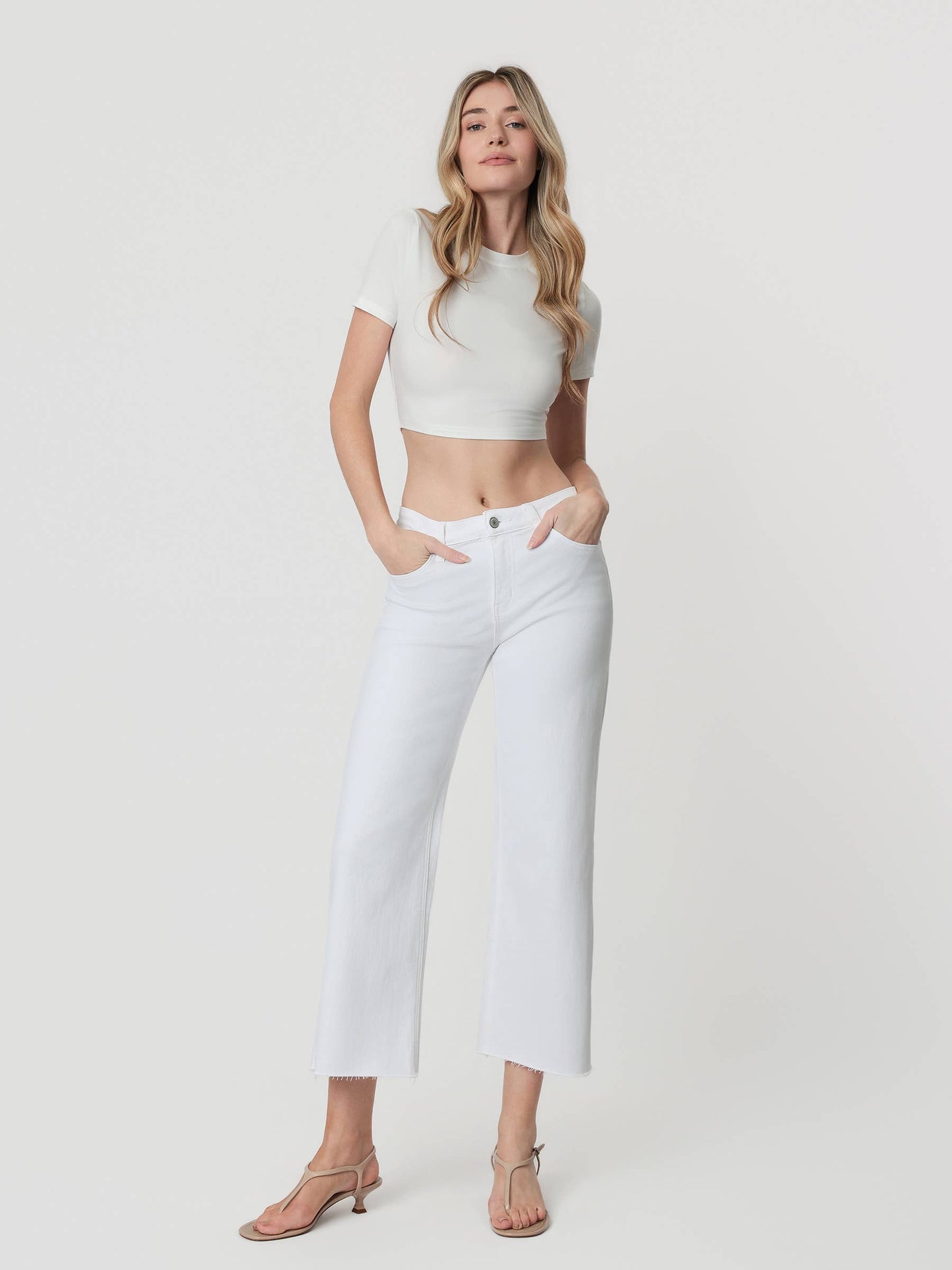 Coastal Chic Optic White Wide Leg Crop Jeans