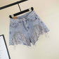 Midnight Rodeo Rhinestone Fringe Denim Shorts
