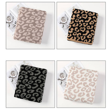 Knitted Leopard Print Throw Blanket – Ultra Soft Cozy Animal Print Home Blanket