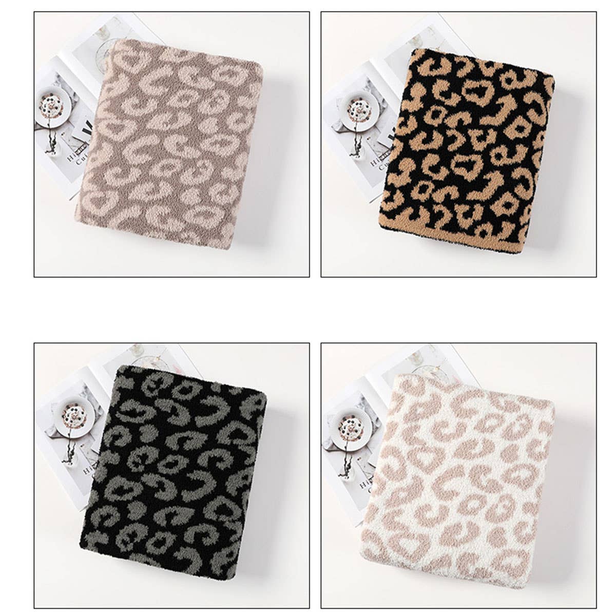 Knitted Leopard Print Throw Blanket – Ultra Soft Cozy Animal Print Home Blanket