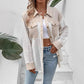 Lace Patchwork Oversized Button-Up Shacket