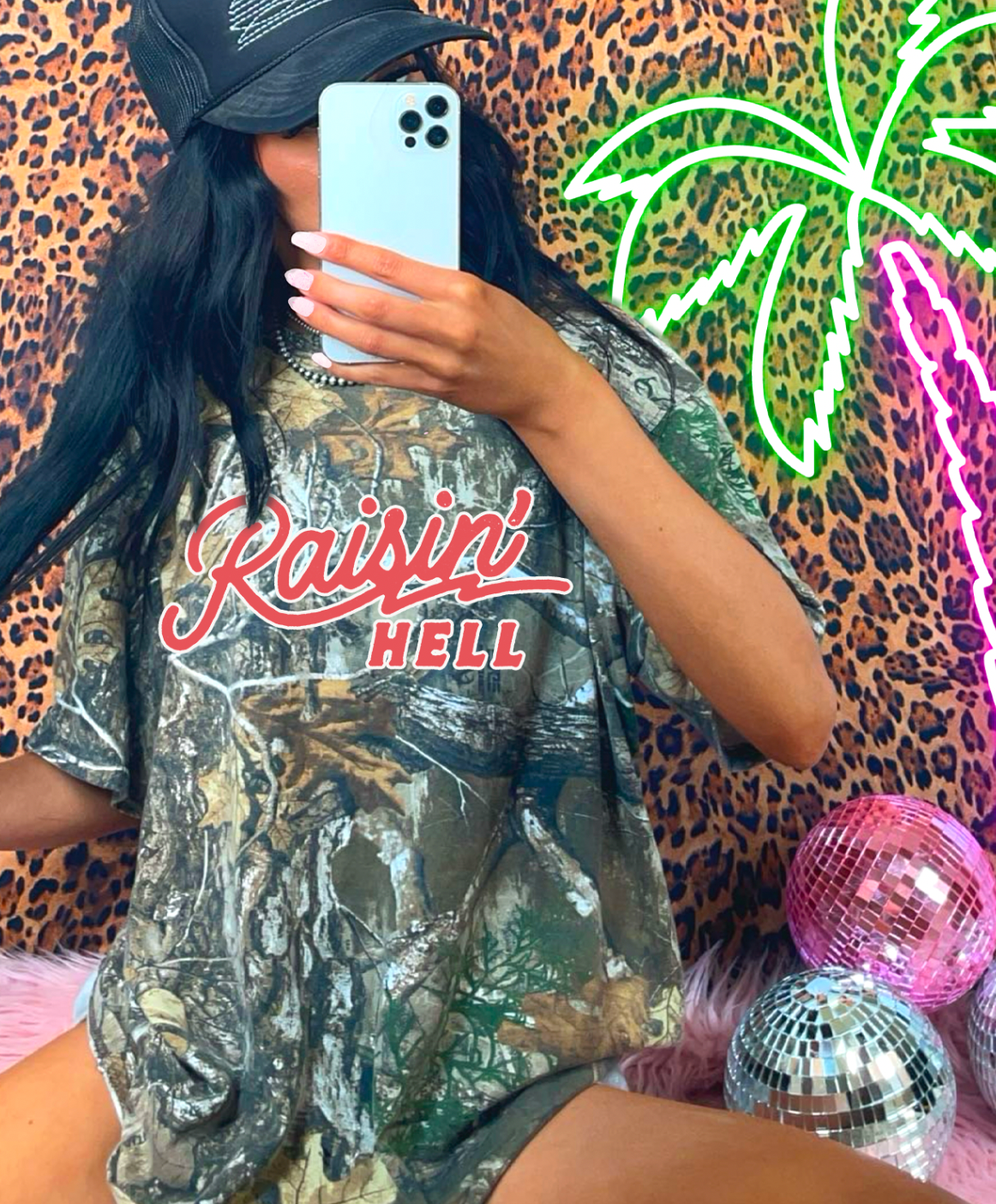 Raisin' Hell Camo Graphic Tee