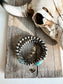 Turquoise and silver-tone western 4-piece stackable bracelet set with beaded, stone and rope-style details