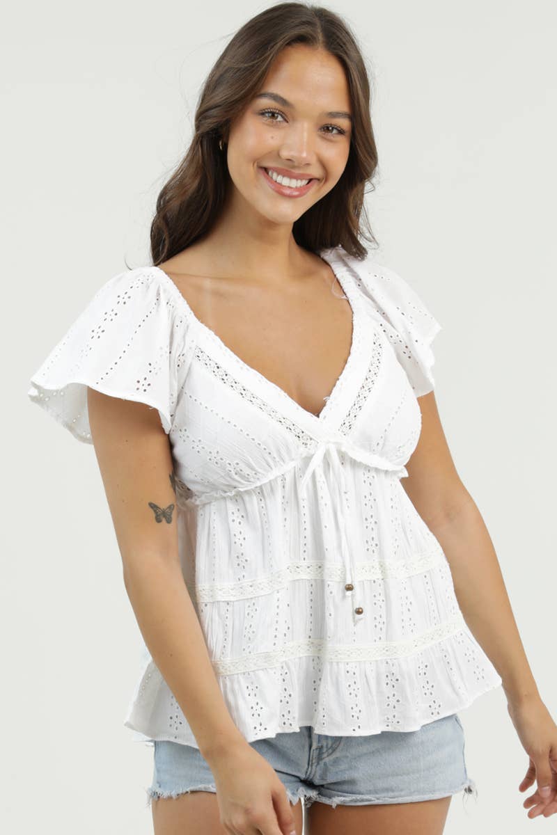 Ivory Skies Eyelet Lace Blouse